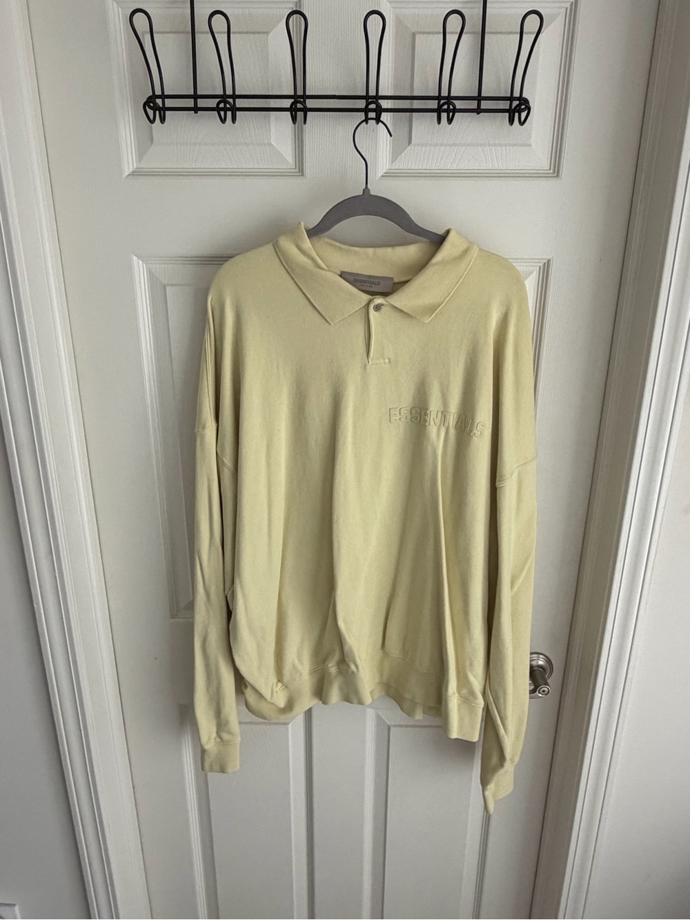 Essentials Men's Long-Sleeve Polo in Light Yellow